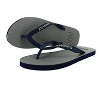 Men's Eco Friendly 100% Natural Rubber Flip Flops (11 UK, Grey with Navy Soles)