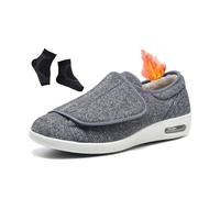 Mens Edema Swollen Shoes, Men's Winter Plush Lining Fleece Memory Foam Extra Wide Fit Diabetic Shoes, Casual Orthotic Plantar Fasciitis Sneakers, for Swollen Feet, Plantar Fasciitis(Grey,11.5 UK)