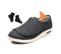 Mens Edema Swollen Shoes, Men's Winter Plush Lining Fleece Memory Foam Extra Wide Fit Diabetic Shoes, Casual Orthotic Plantar Fasciitis Sneakers, for Swollen Feet, Plantar Fasciitis(Dark gray,11.5 UK)