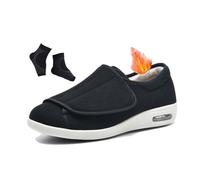 Mens Edema Swollen Shoes, Men's Winter Plush Lining Fleece Memory Foam Extra Wide Fit Diabetic Shoes, Casual Orthotic Plantar Fasciitis Sneakers, for Swollen Feet, Plantar Fasciitis(Black,11.5 UK)