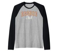 Mens Eggnog Dad Christmas Varsity Letters Raglan Baseball Tee