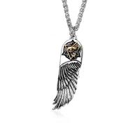 Mens Egyptian Eye of Horus Angel Wing Pendant Necklace Stainless Steel-