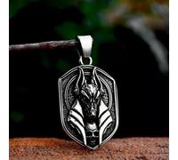 Mens Egyptian God Anubis Pendant Necklace Stainless Steel Jewelry Chain 24" present
