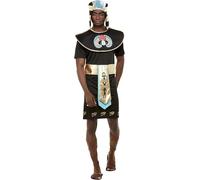 Smiffys Egyptian King Costume, Black Tunic & Headdress, Legends & Myths Fancy Dress, Ancient Egypt Dress Up Costumes