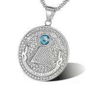 Mens Egyptian Rap Hip Hop Pyramid Eye of Providence Pendant Necklace-