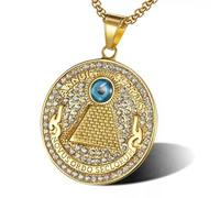 Mens Egyptian Rap Hip Hop Pyramid Eye of Providence Pendant Necklace-