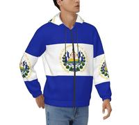 Mens El Salvador Flag Print Full Zip Hooded Sports Sweatshirt Jacket Patriotic Style Design Loose And Breathable Fabric Essential For Sports And Casual Lifestyle