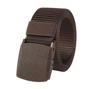 Men's Elastic Stretch Belts, Reversible Belt Strap with Plastic Buckle, Lightweight Nylon Canvas Belt Metal Free Adjustable Work no holes Canvas Belt (Brown)