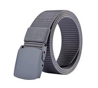 Men's Elastic Stretch Belts, Reversible Belt Strap with Plastic Buckle, Lightweight Nylon Canvas Belt Metal Free Adjustable Work no holes Canvas Belt (Silver)