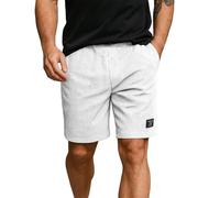 Mens Elastic Waist Drawstring Knit Shorts Embroidered Logo Texture Lounge Bottoms with Pockets Loose Fit Lightweight Casual Summer Beach Shorts White