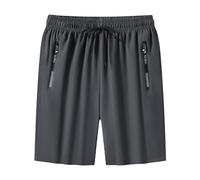 Men's Elastic Waist Sports Shorts Summer Elastic Solid Color Casual Thin Quick Dry with Zipper Pocket Pants Comfortable Breathable Cool Outerwear for Fitness