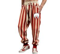 Men's Elastic Waist, Striped Printed Carnival Sweatpants Chic and Elegant Casual with Drawstring Loose-Fit Versatile Sport Pants for Disco Party
