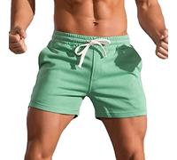 Mens Elasticated Shorts 7 Inch Shorts Men Bermuda Men Sport for Mens with Pockets Cotton Traders Sports Jersey Green