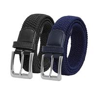 Men's Elasticated Stretch Belts, Woven Braided Belt for Jeans & Casual Man | 7 Sizes for 25" to 49", Nips In & Defines Waist; Faux Leather with Snap Closure; Pirate Corset for Gothic & Medieval Outfits