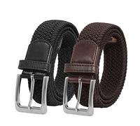 Men's Elasticated Stretch Belts, Woven Braided Belt for Jeans & Casual Man | 7 Sizes for 25" to 49", Nips In & Defines Waist; Faux Leather with Snap Closure; Pirate Corset for Gothic & Medieval Outfits