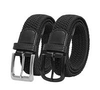 Men's Elasticated Stretch Belts, Woven Braided Belt for Jeans & Casual Man | 7 Sizes for 25" to 49", Nips In & Defines Waist; Faux Leather with Snap Closure; Pirate Corset for Gothic & Medieval Outfits