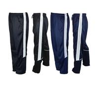 Mens Elasticated Tracksuit Trackie Bottoms Silky Joggers Jogging Gym Sports Running Striped Comfy Pants Trousers Small to 3XL (UK, Alpha, M, Regular, Regular, BLACK 4 STRIPE SILKY)