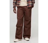 Men's Elasticated Waist Baggy Trousers | Chocolate | Size Small | BOOHOOMAN