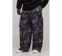 Men's Elasticated Waist Nylon Camo Baggy Track Pants | Khaki | Size Medium | BOOHOOMAN