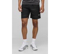 Men's Elasticated Waist Relaxed Crinkle Nylon Striped Shorts | Black | Size X-Small | BOOHOOMAN