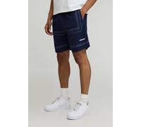 Men's Elasticated Waist Relaxed Crinkle Nylon Striped Shorts | Navy | Size X-Small | BOOHOOMAN