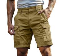 Mens Elasticated Waist Shorts, Men's Cargo Shorts Elasticated Waist Summer Outdoor Combat Quick Dry Breathable Cotton Multi-Pockets Workwear Casual Knee Length Pants Stretch Chino Lightweight Pants