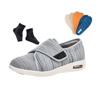Men's Elderly Diabetic Shoes, Summer Non-slip Swollen Feet Adjustable Diabetic Shoes for Men, Fattening and Widening Arch Support Cushion Sneakers, for Elderly Arthritis Edema Swollen(Light gray,7.5 U