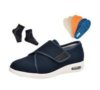 Men's Elderly Diabetic Shoes, Summer Non-slip Swollen Feet Adjustable Diabetic Shoes for Men, Fattening and Widening Arch Support Cushion Sneakers, for Elderly Arthritis Edema Swollen(Dark blue,7.5 UK