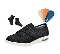 Men's Elderly Diabetic Shoes, Summer Non-slip Swollen Feet Adjustable Diabetic Shoes for Men, Fattening and Widening Arch Support Cushion Sneakers, for Elderly Arthritis Edema Swollen(Black Gray,6.5 U