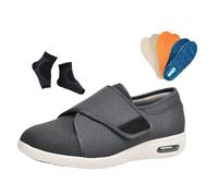 Men's Elderly Diabetic Shoes, Summer Non-Slip Swollen Feet Adjustable Diabetic Shoes for Men, Fattening and Widening Arch Support Cushion Sneakers, for Elderly Arthritis Edema Swollen(Grey,9 UK)