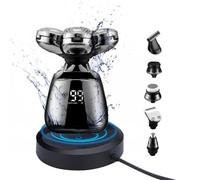 Men's Electric Bald Razor, Ruspela 7D Head Shavers for Bald Men Father 6-in-1 Cordless Multifunctional Rechargeable Rotating Shaver Heads IPX6 Waterproof Base Beard Clippers Nose Trimmer Grooming Set