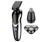 Men's Electric Shaver, Rechargeable Beard Trimmer, Washable Cordless Razor for Wet Dry Use, USB Charging Grooming Kit for Face, Mustache, and Sideburns