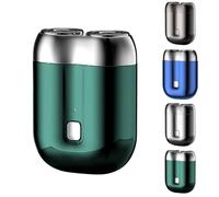 Men's Electric Shaver Waterproof Head Beard Trimmer Portable Body Hair Trimmer - Mini Rechargeable Double Head Shaver for Home & Travel (Green)