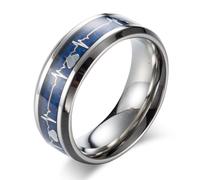 Men's Electrocardiogram Carbon Fiber Titanium Steel Ring, Simple And Fashionable Carbon Fiber Ring