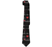 Men's Electrocardiogram Neckties Black Pulse Waves with Red Heart Lattice Ties for Holiday Party Wedding, Gifts for Men Boys Teens