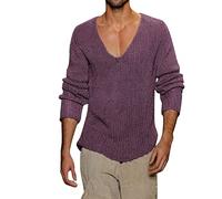 Men's Elegant Rock with V-Neck Long Sleeves Transition Jacket Black Men, purple, 3XL