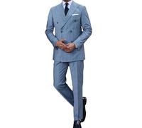 Men's Elegant Suits Double Breasted Fashion 2 Piece Jacket Pants Sets Lapel Business Office Outfits