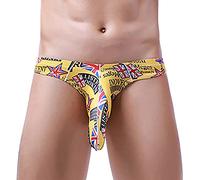 Mens Elephant Nose Cotton Briefs Underwear with Contour Pouch Thongs Classic Sissy Bulge Enhancer Jockstrap Male Scrotal Support for Men Sexy Comfort Cheeky Underwear Brief Trendy Yellow
