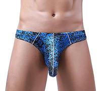 Mens Elephant Nose Underwear - Long U Bulge Pouch Briefs Underpant Bulge Enhancing Underwear Sexy Low Waist Hipster Underwear Anti Chafe Ride Up Briefs Comfortable Breathable G-String Thong Blue