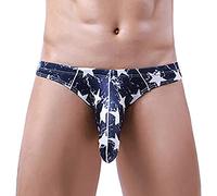 Men's Elephant Trunk Bikini Briefs Underwear with Contour Pouch Trendy Comfort Cheeky Bulge Enhancement Jock Strap Male Scrotal Support for Men Sexy Lightweight Sissy Underwear Brief Navy