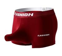 Men's Elephant Trunk Boxer Brief with Pouch for Balls Boxer Briefs Sexy Elephant Nose Jock Strap Pouch Bulge Enhancement Naughty Male Trunks Boyshort Solid Color Workout Watermelon Red
