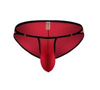 Men's Elephant Trunk Pouch Briefs Underwear Sexy Jock Strap Bulge Enhancement Eyelet Breathable Exotic Slutty Male Lingerie Comfy Bikini Jockstrap Bulge Enhancer Workout Naughty Soft Red