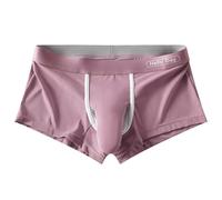 Men's Elephant Trunk Underwear Boxer Briefs with Ball Pouch Breathable Soft Elephant Nose Jockstrap Sport Bulge Enhancement Slutty Male Trunks Ice Silk with Pouch Boyshort Athletic Light Pink