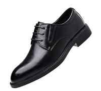 Mens Elevator Dress Shoes All Season Height Increasing Business Formal Wedding Groom Oxfords Casual Leather for Men Office(9) Black