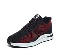 Men's Elevator Shoes 2.36 Inches Taller Invisible Height Lifting Shoes Casual Lace Up Sneakers Sports Trainer with Hidden Heel Red 42