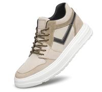 Men's Elevator Shoes Invisible Height Increasing Shoes Hidden Wedge Heel Mesh Upper Casual Shoes 2.4 Inches Taller Shoes with Height Increase Insoles Khaki 42