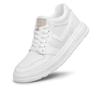 Men's Elevator Shoes Invisible Height Increasing Shoes Hidden Wedge Heel Mesh Upper Casual Shoes 2.4 Inches Taller Shoes with Height Increase Insoles White 44