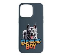 Mens Elkhound Boy Canine Pup Cartoon Pet Norwegian Dog Breed Case for iPhone 15 Pro Max