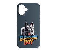 Mens Elkhound Boy Canine Pup Cartoon Pet Norwegian Dog Breed Case for iPhone 16