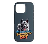 Mens Elkhound Boy Canine Pup Cartoon Pet Norwegian Dog Breed Case for iPhone 16 Pro